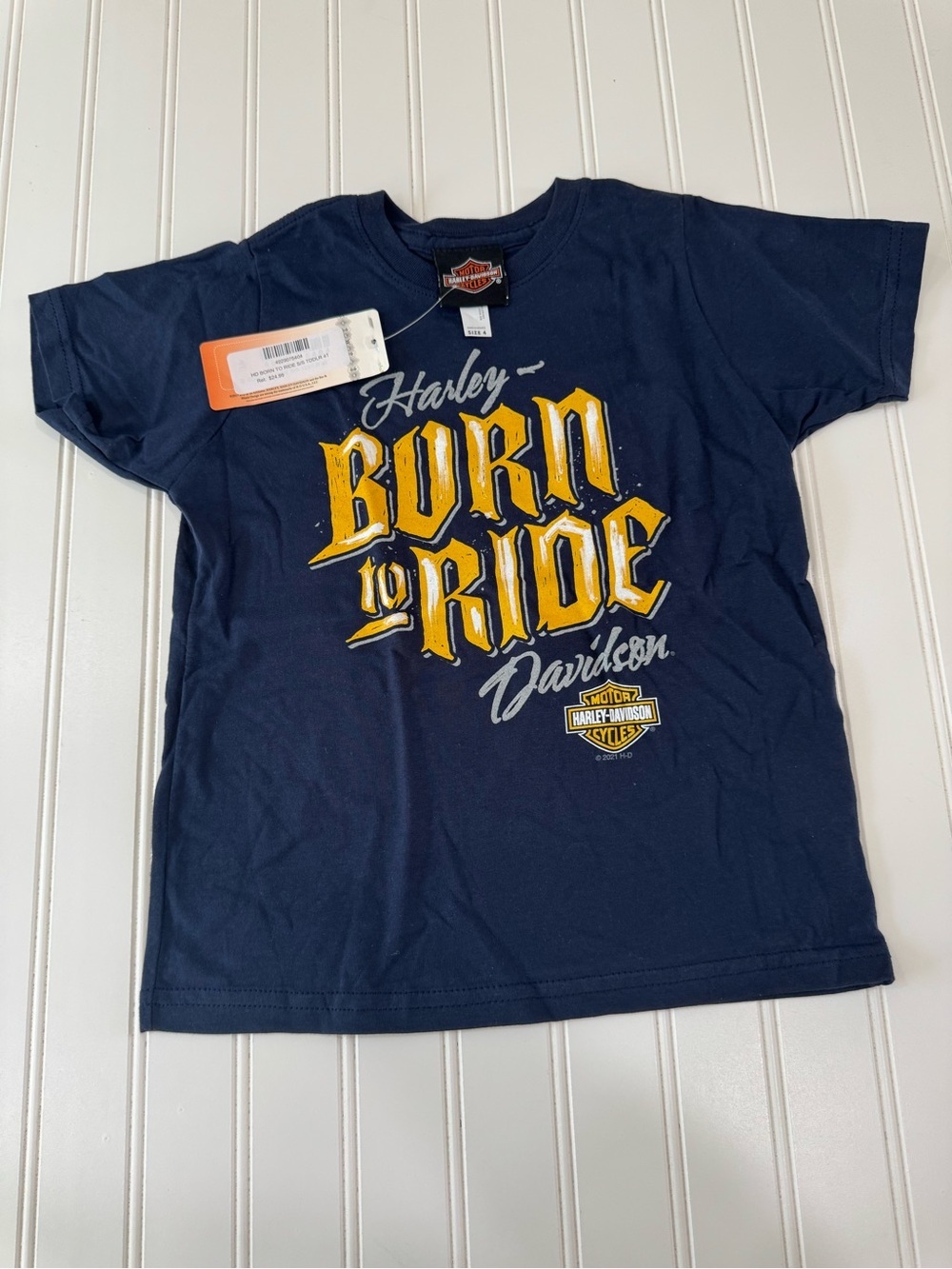 Harley-Davidson Kids "Born to Ride" Navy Graphic Tee Size 4 NWT